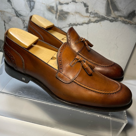 Louis Vuitton dress shoes loafers men brown leather tassel sz 8M made in italy - Picture 2 of 16